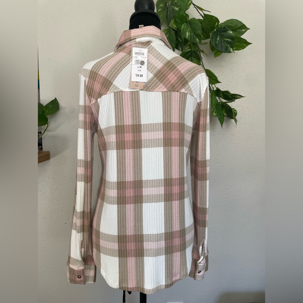 Como Vintage Pink and Tan Plaid Button-Down Shirt - Picture 9 of 11